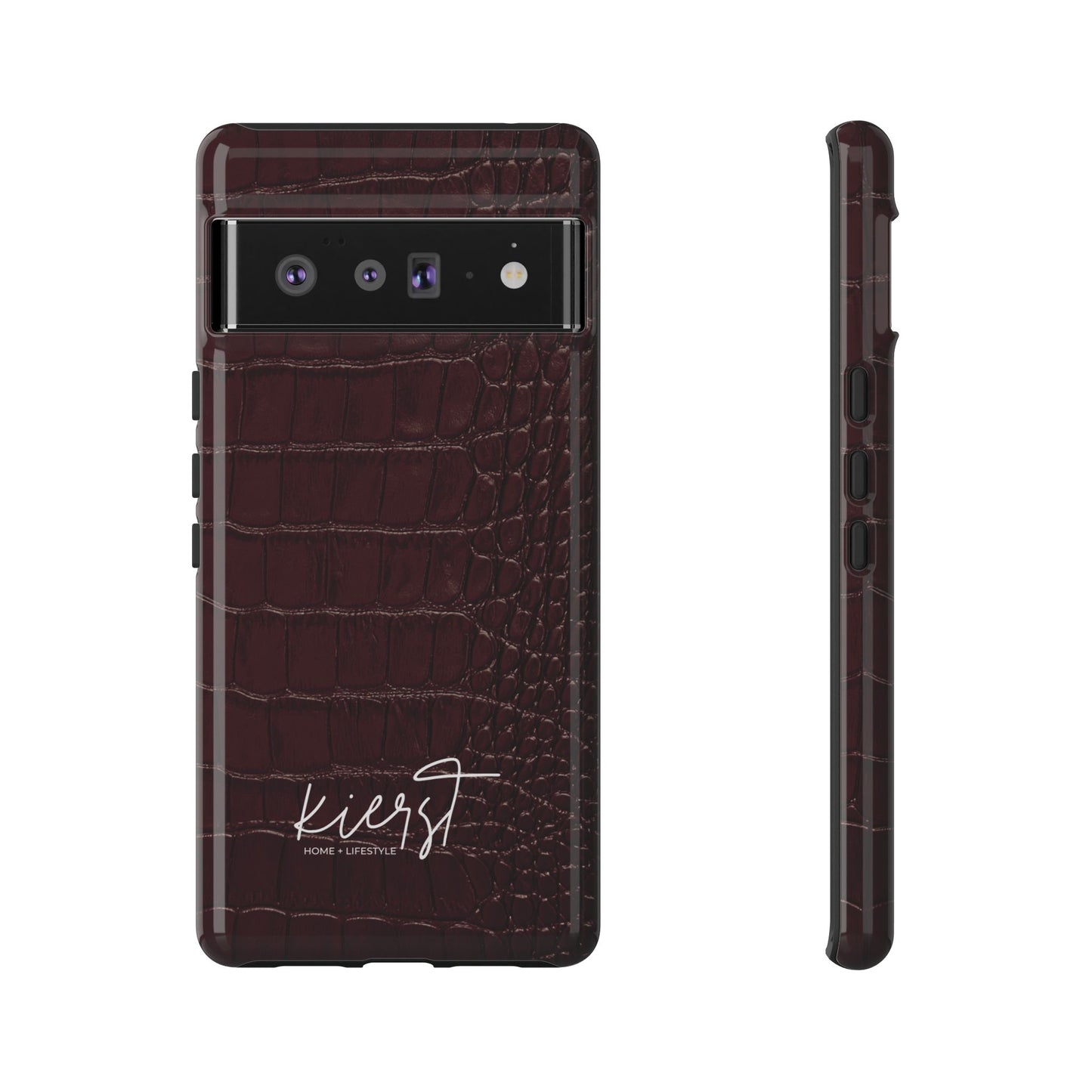 Signature Velvet Noir Crocodile Print Google Pixel Phone Case