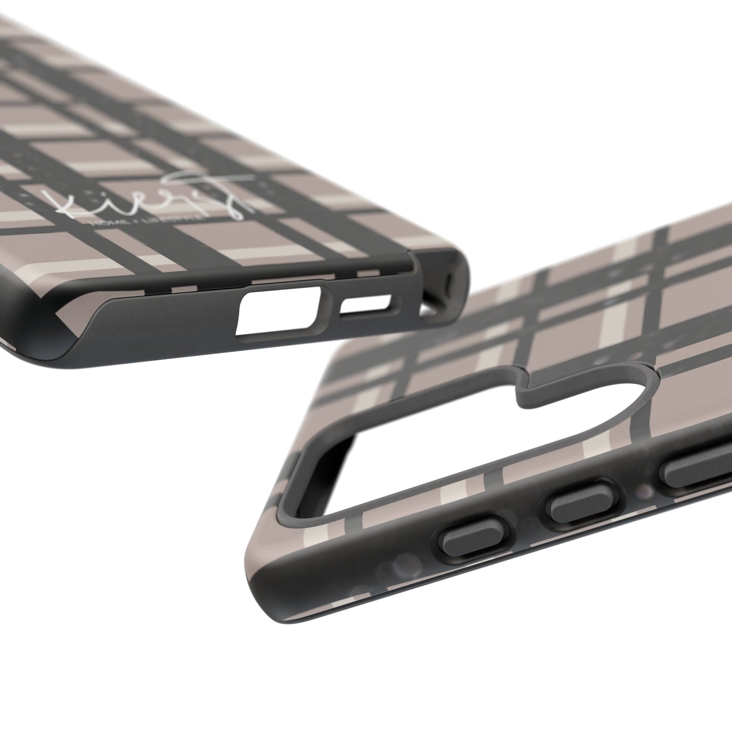 Taupe, Cream, and Black Plaid Samsung Galaxy Case