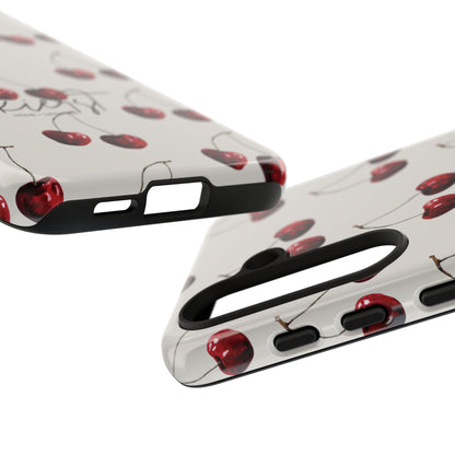 Moody Cherry Stems on White Bone Samsung Galaxy Case | Understated Luxury With A Playful Bite