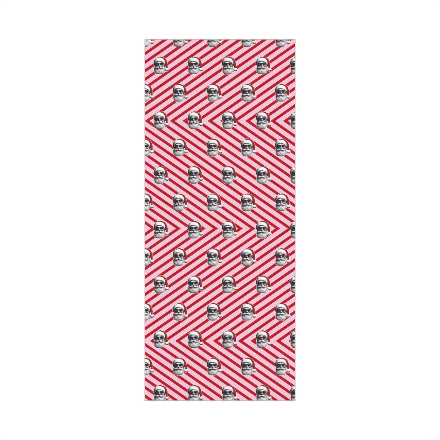 Cool Santa on Pink and Red Diagonal Striped Gift Wrapping paper