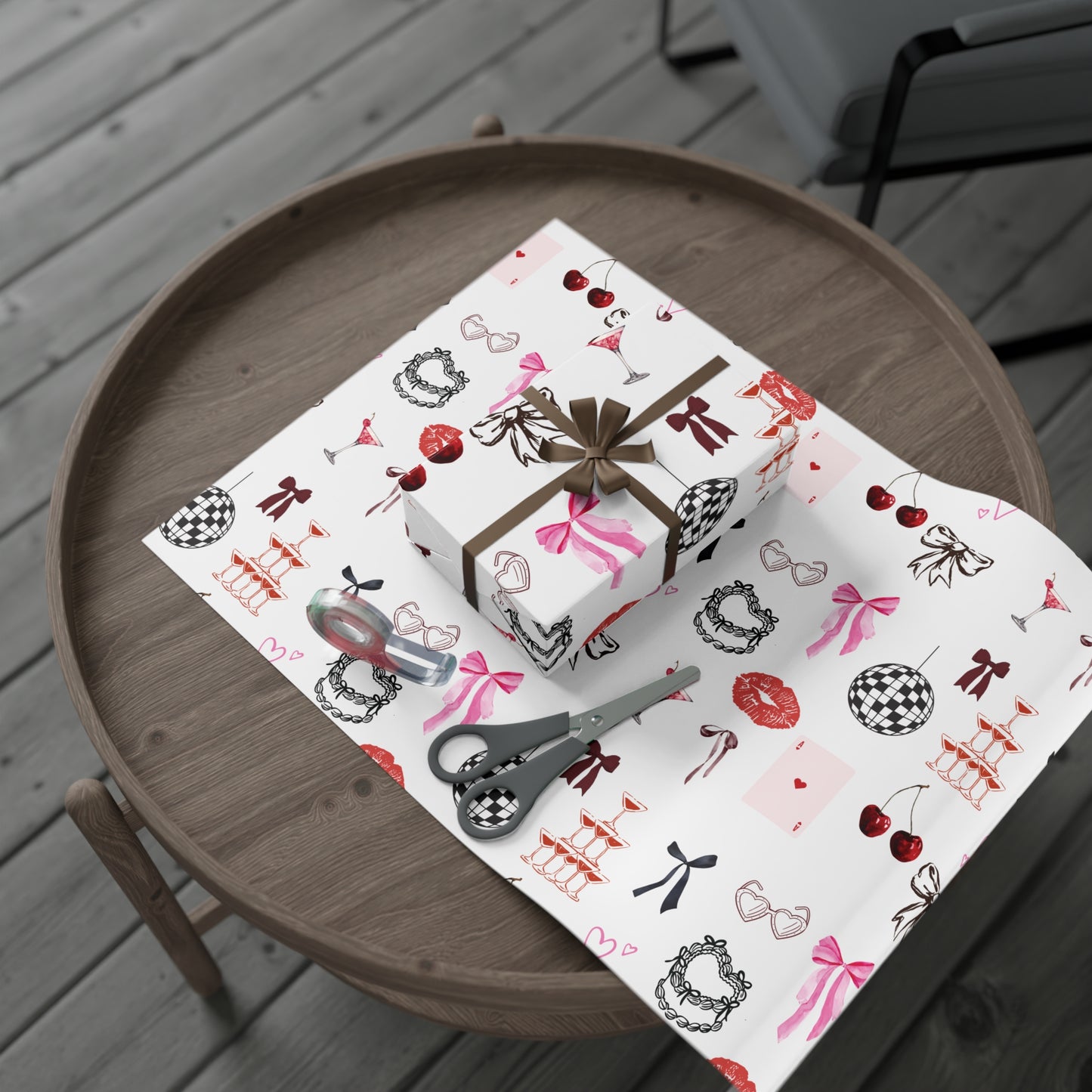 Grey Edge of Romance Wrapping Paper | Glamorous Sticker-Inspired Gift Wrap