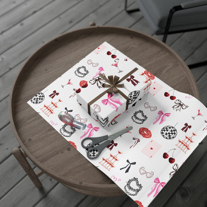 Grey Edge of Romance Wrapping Paper | Glamorous Sticker-Inspired Gift Wrap