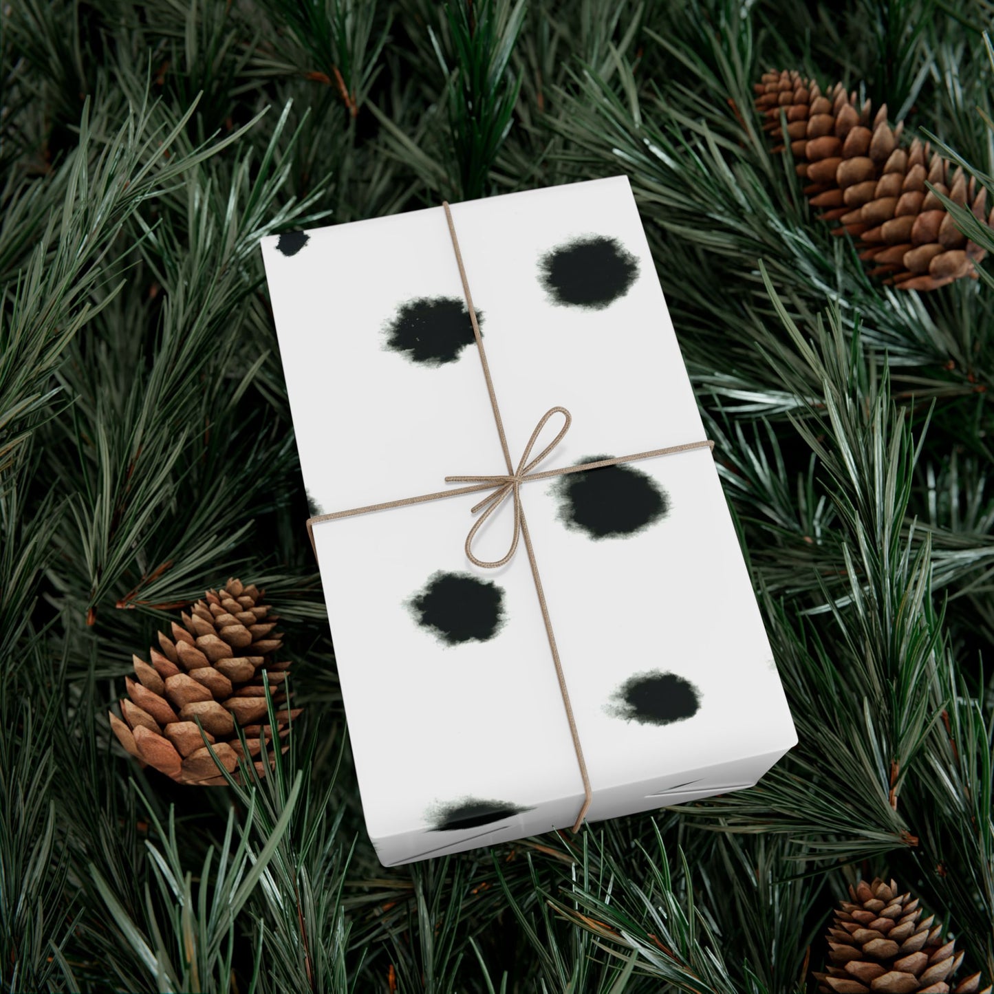 Smudged Black Spots on White Gift Wrapping Paper