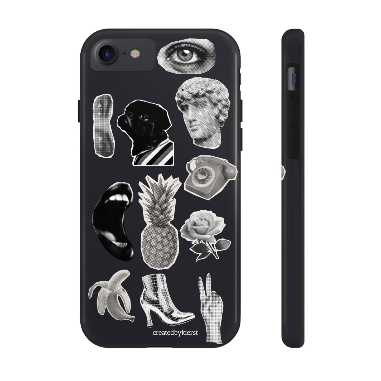 Black & White Vintage Sticker Design iPhone Case