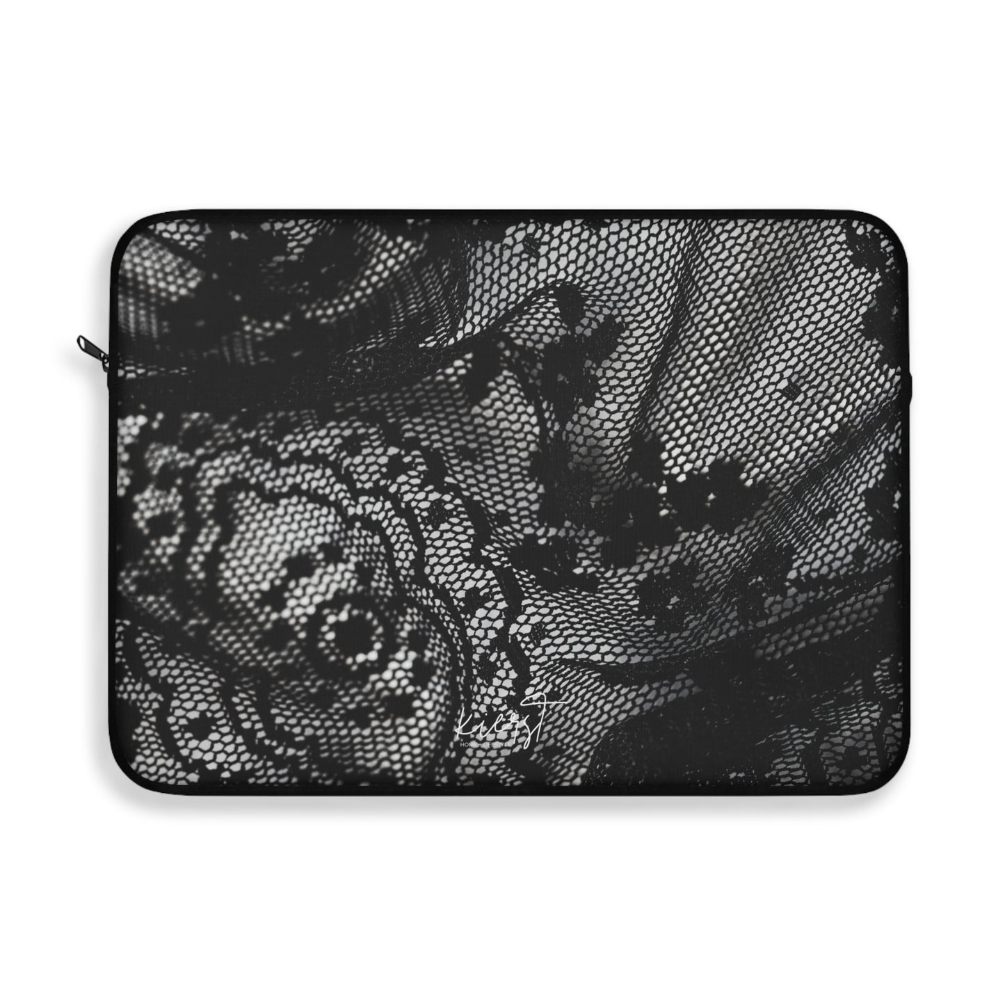 Black + White Lace Print Laptop Sleeve
