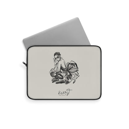 Woman in Tulle Gown Sketch Laptop Sleeve | Minimalist Fashion Illustration for Everyday Elegance