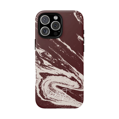 Cream Marble on Signature Velvet Noir iPhone Case