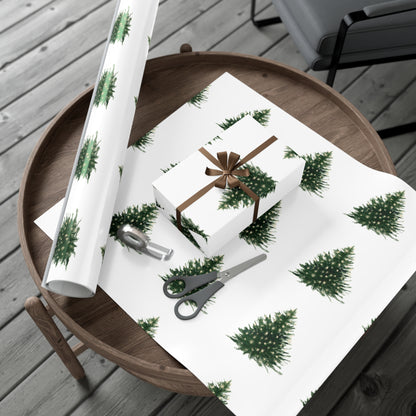 Watercolor Christmas Tree Gift Wrapping Paper