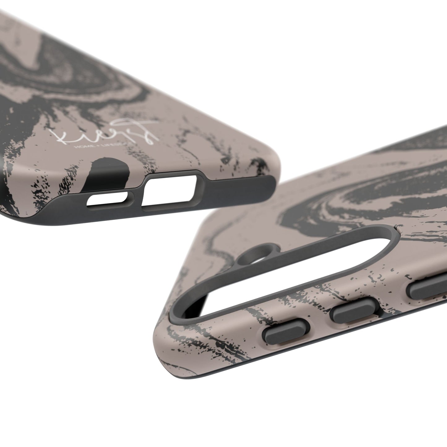 Black Marble on Taupe Samsung Galaxy Phone Case