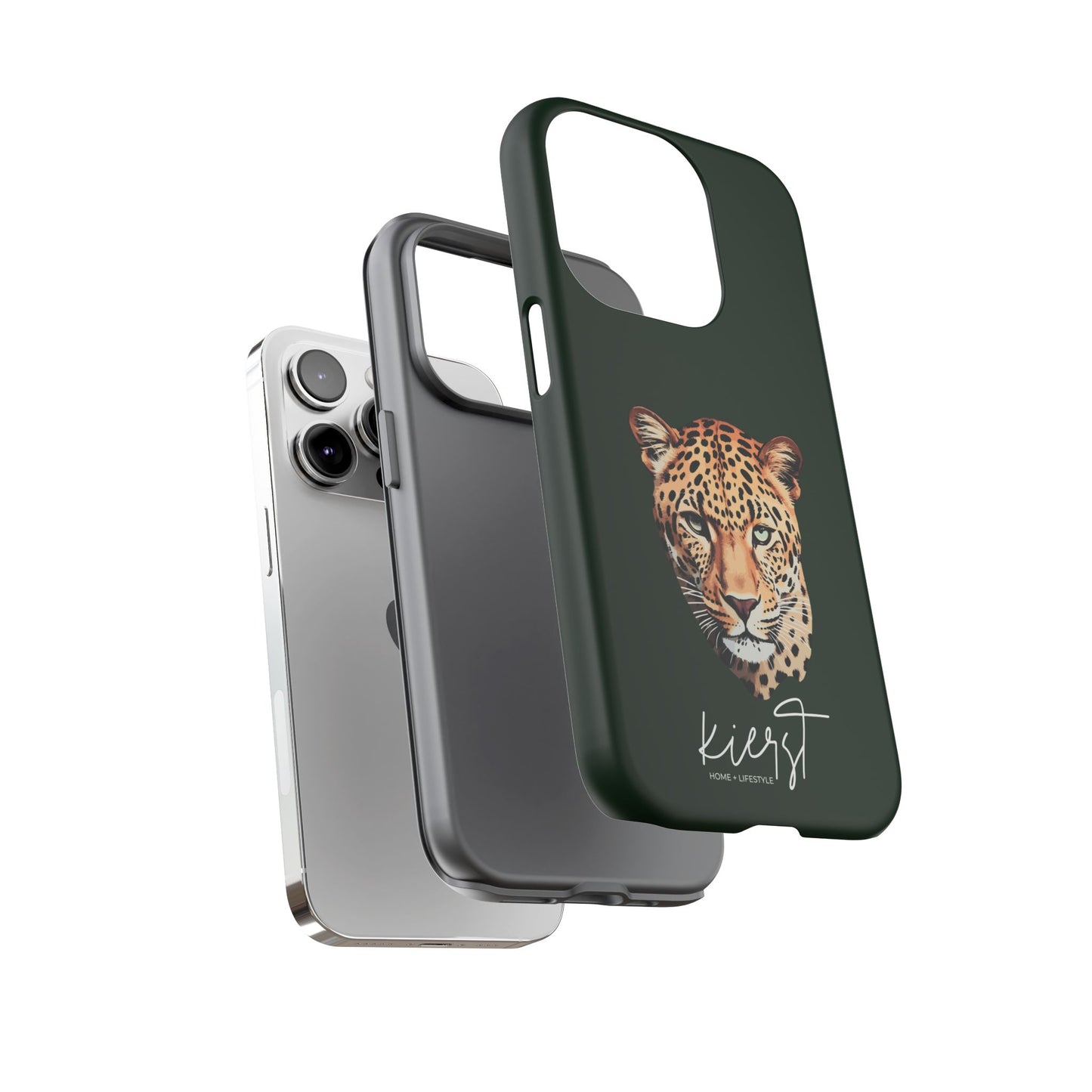 Leopard Head on Signature Midnight Pine iPhone Case | Designed to Stand Out