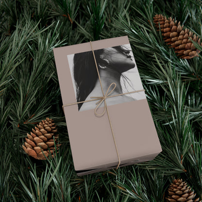 Black + White Fashion Portrait Wrapping Paper