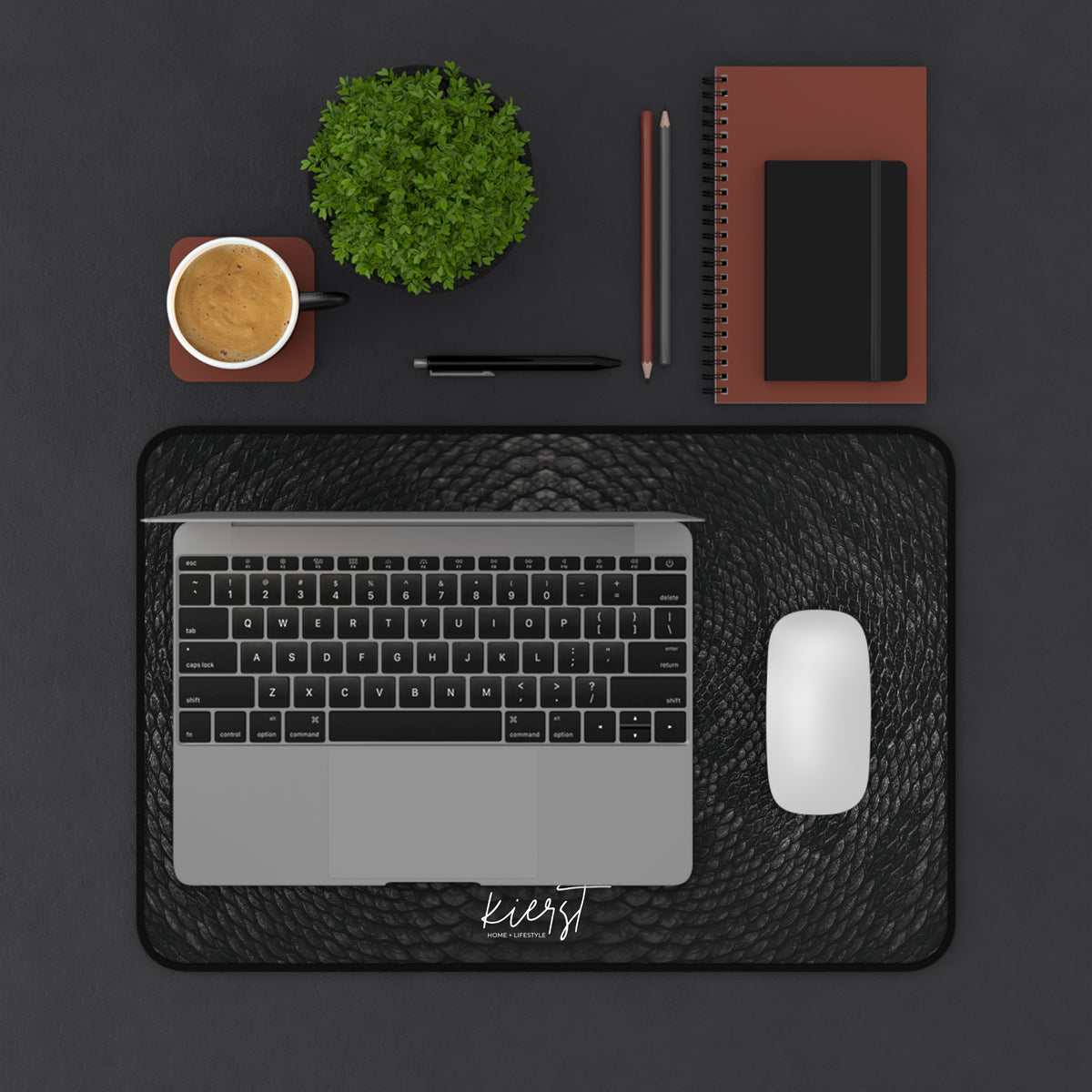 Black + Grey Snake Print Desk Mat