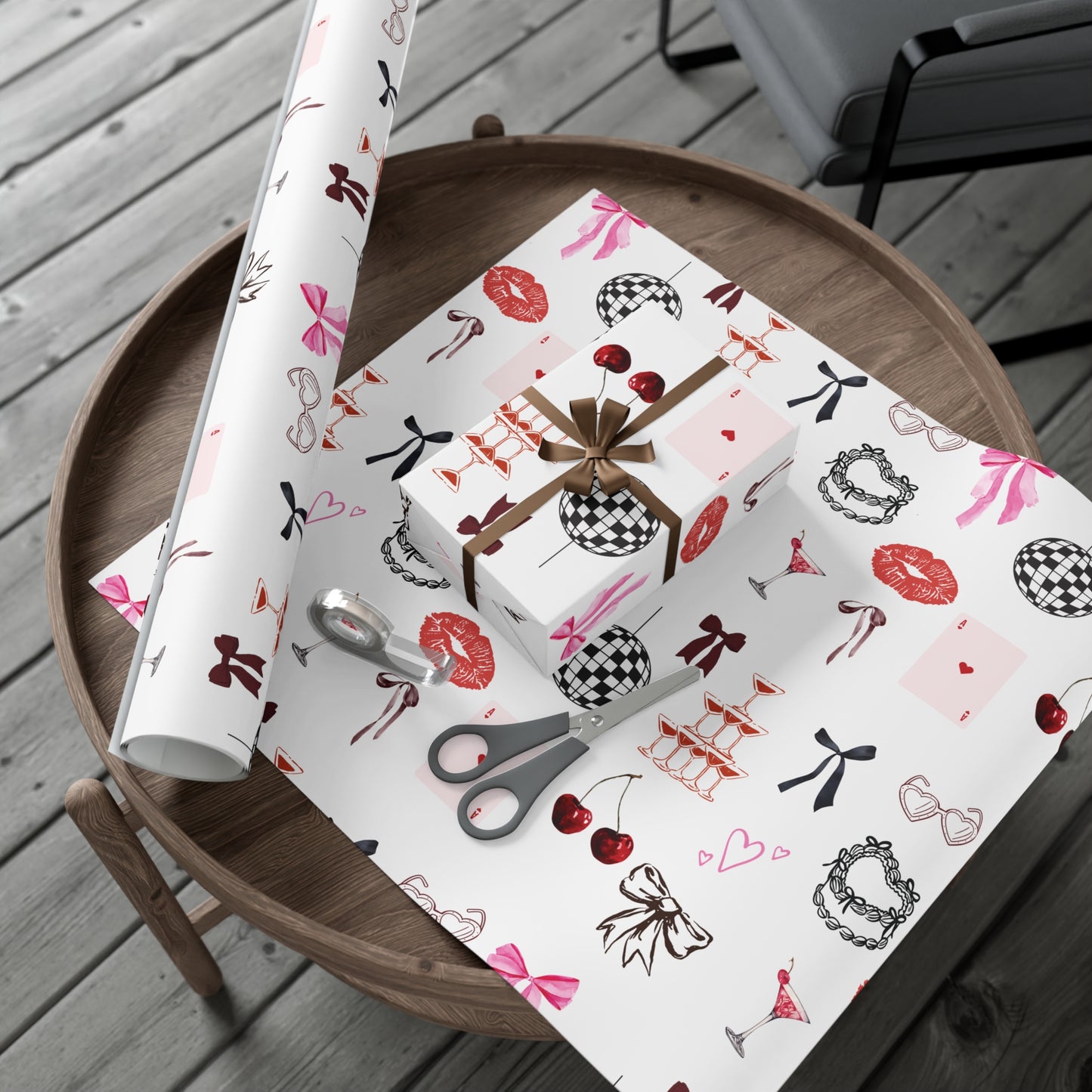 Grey Edge of Romance Wrapping Paper | Glamorous Sticker-Inspired Gift Wrap