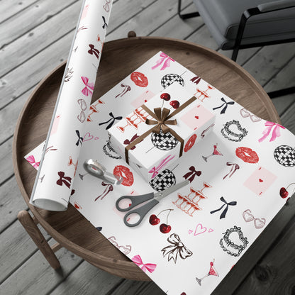 Grey Edge of Romance Wrapping Paper | Glamorous Sticker-Inspired Gift Wrap