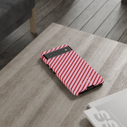 Holiday 25 Pink and Red Diagonal Striped Google Pixel Phone Case