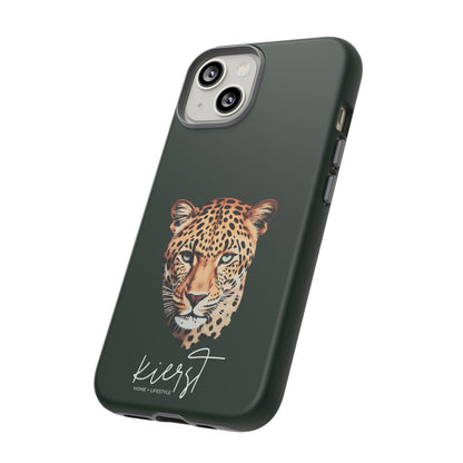 Leopard Head on Signature Midnight Pine iPhone Case | Designed to Stand Out