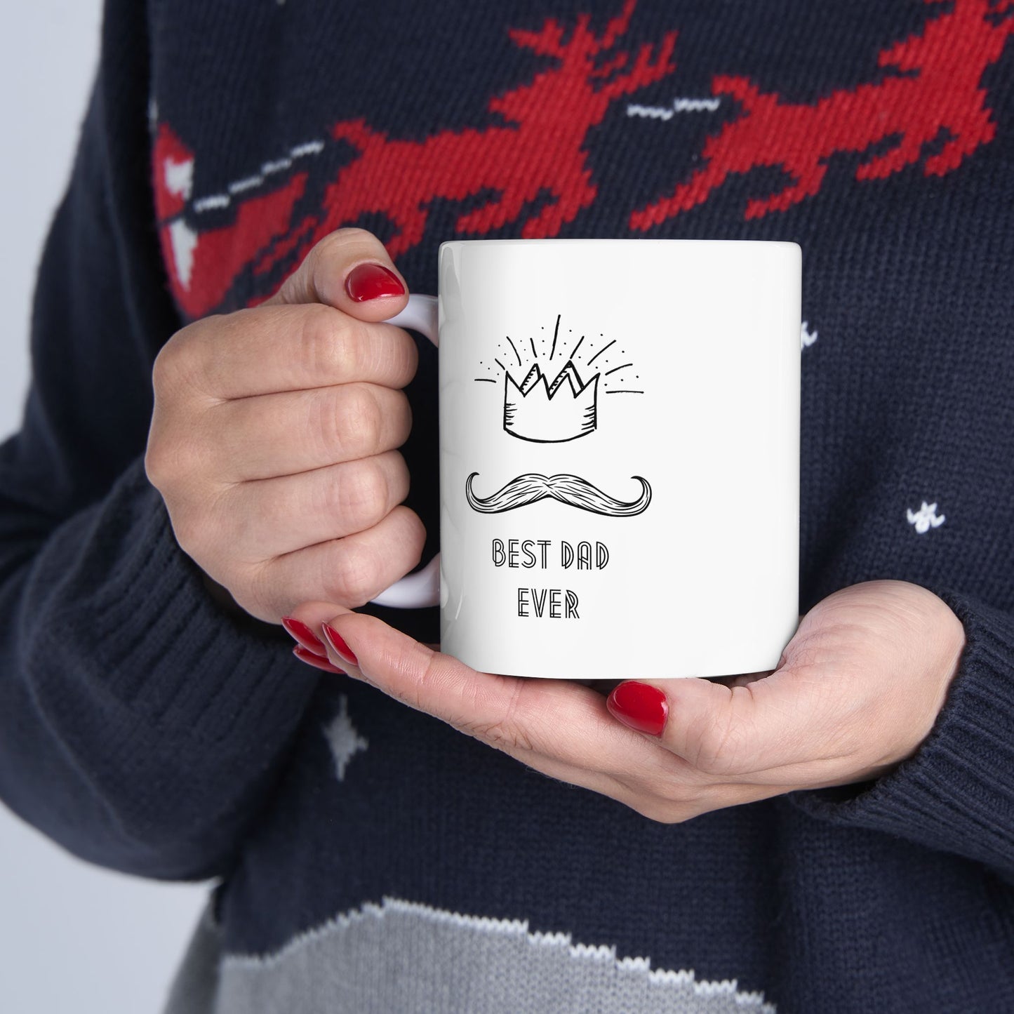 Best Dad Ever Mug – Crown + Mustache Design