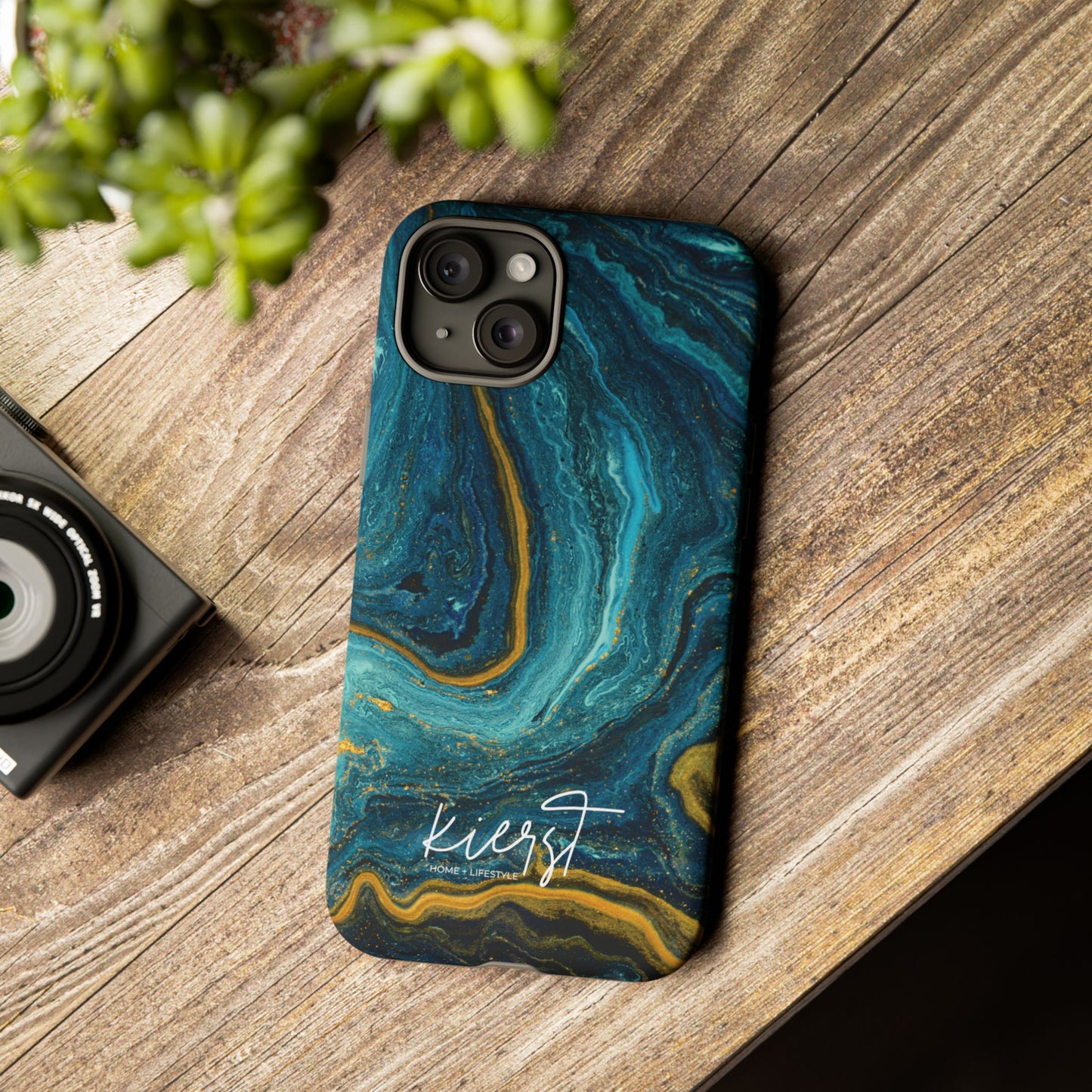 Teal & Gold Marble iPhone Case