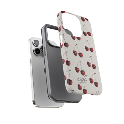 Moody Cherry Stems on White Bone iPhone Case | Timeless Contrast With A Twist of Charm