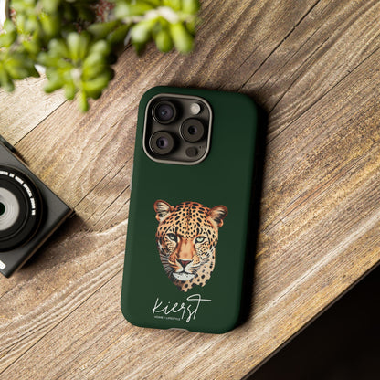 Leopard Head on Signature Midnight Pine iPhone Case | Designed to Stand Out