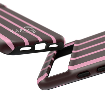 Signature Velvet Noir + Pink Stripes Google Pixel Phone Case