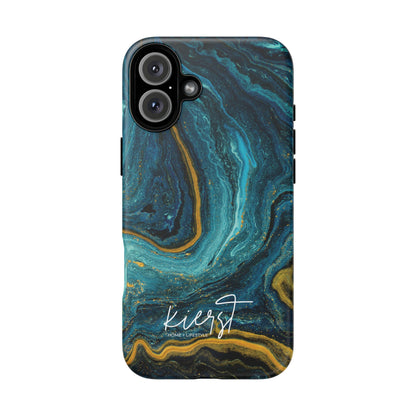 Teal & Gold Marble iPhone Case