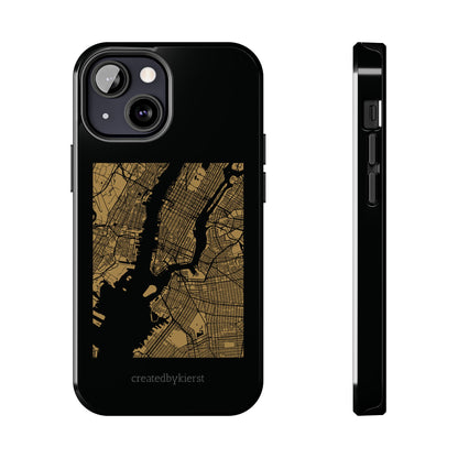 Black and Gold NYC Map iPhone Case