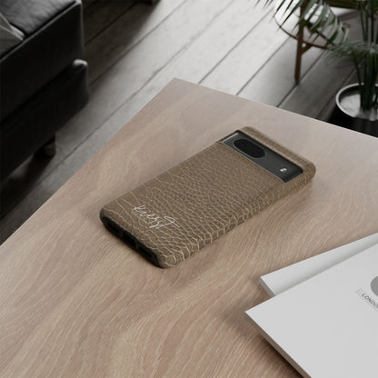 Tan Alligator Print Google Pixel Case | Warm Neutrals, Refined Style
