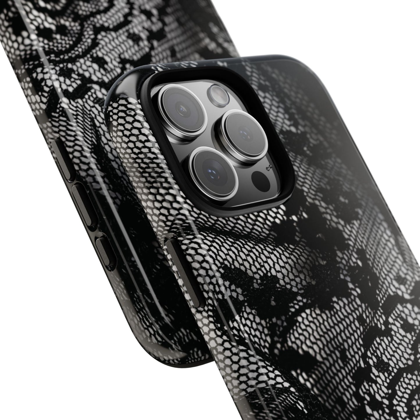 Black + White Lace Print iPhone Case