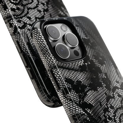 Black + White Lace Print iPhone Case