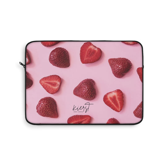 Strawberries Laptop Sleeve – Protective Case with Red Berries on Pink