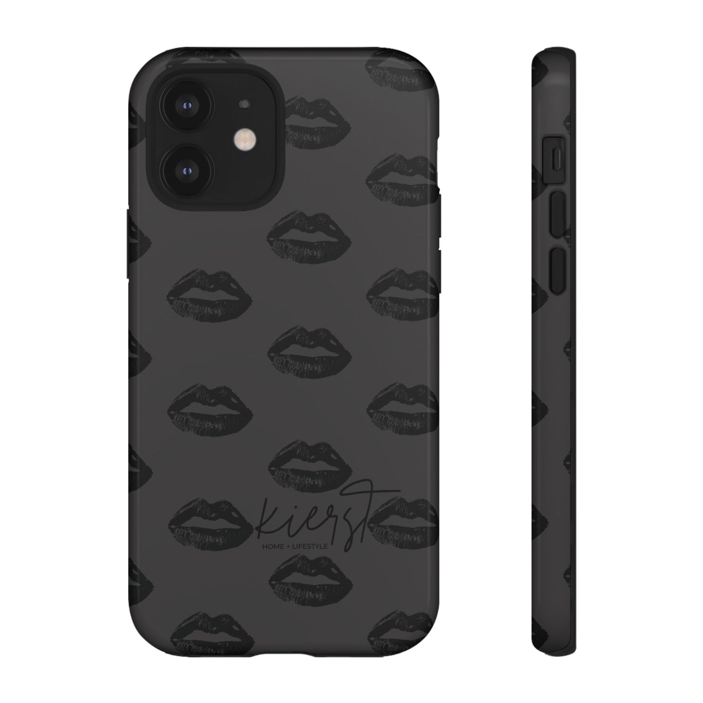 Black Lips on Charcoal iPhone Case
