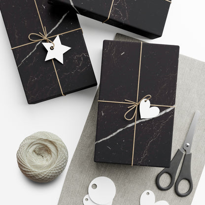Black Marble Gift Wrapping Paper – Black and White Stone-Inspired Print