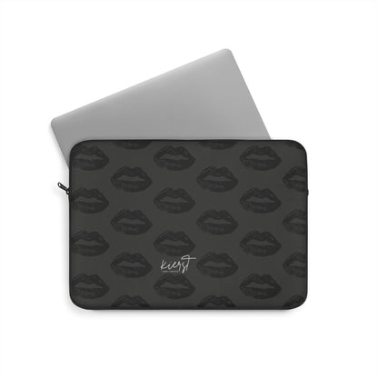 Black Lips on Charcoal Laptop Sleeve | Bold & Moody Tech Accessory