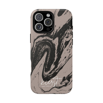 Black Marble on Taupe iPhone Case
