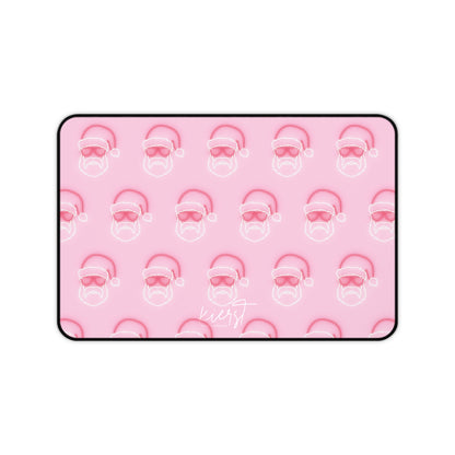 Neon Sign Santa on Pink Desk Mat