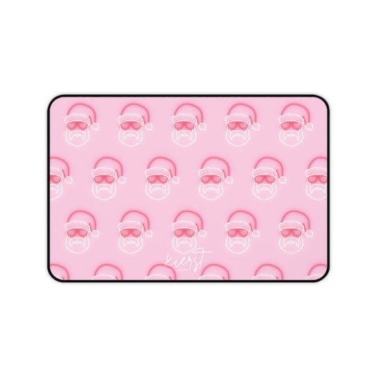 Neon Sign Santa on Pink Desk Mat