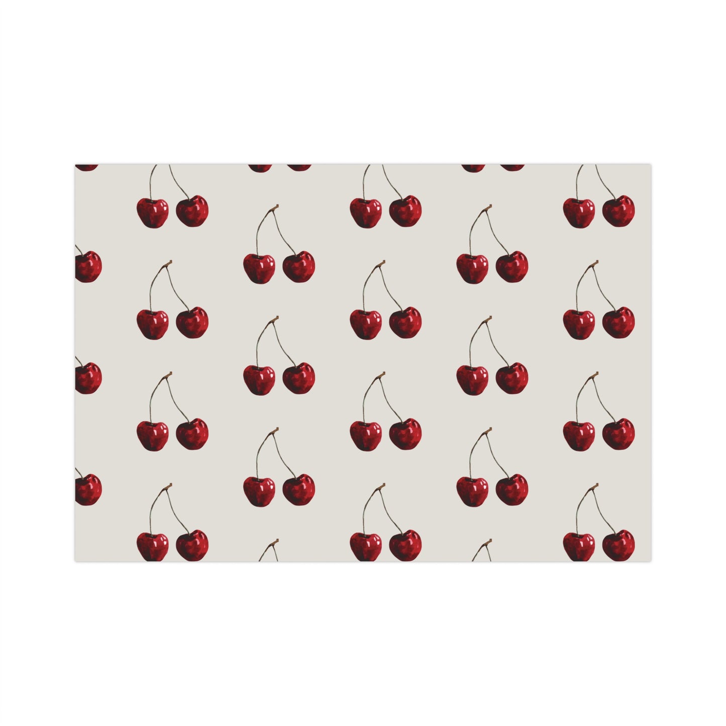 Moody Cherry Stem Gift Wrapping Paper – Glossy Red Fruit on Bone Color