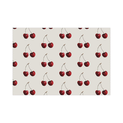 Moody Cherry Stem Gift Wrapping Paper – Glossy Red Fruit on Bone Color