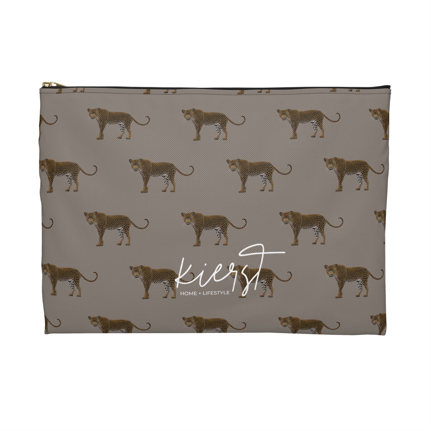 Leopards on Taupe Accessory Pouch | Neutral Meets Fierce
