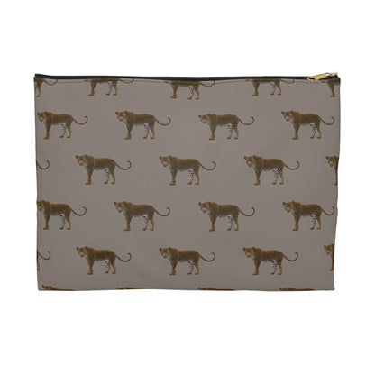 Leopards on Taupe Accessory Pouch | Neutral Meets Fierce