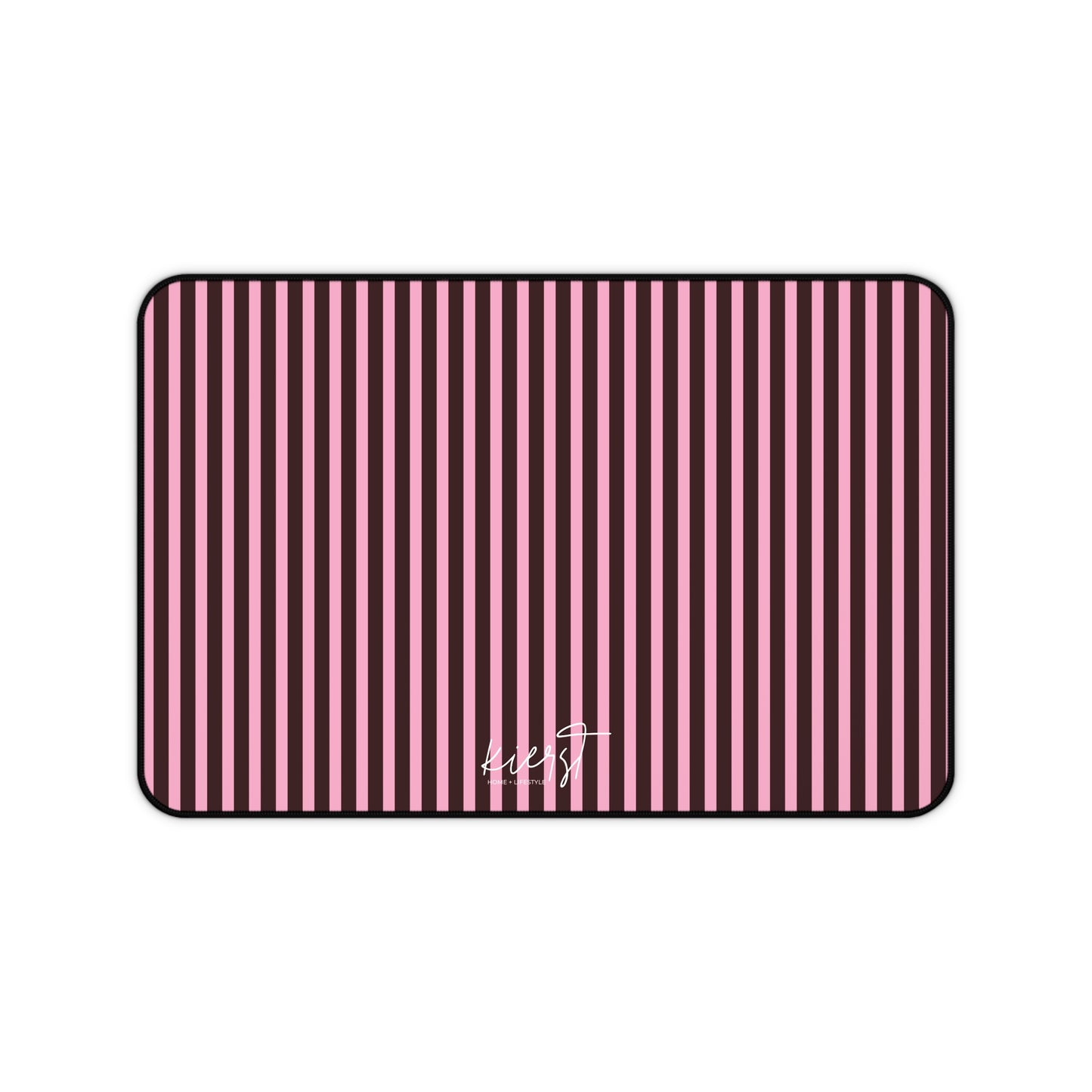 Signature Velvet Noir + Pink Stripes Desk Mat