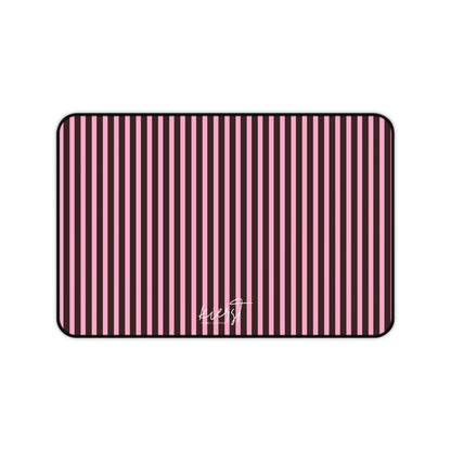 Signature Velvet Noir + Pink Stripes Desk Mat