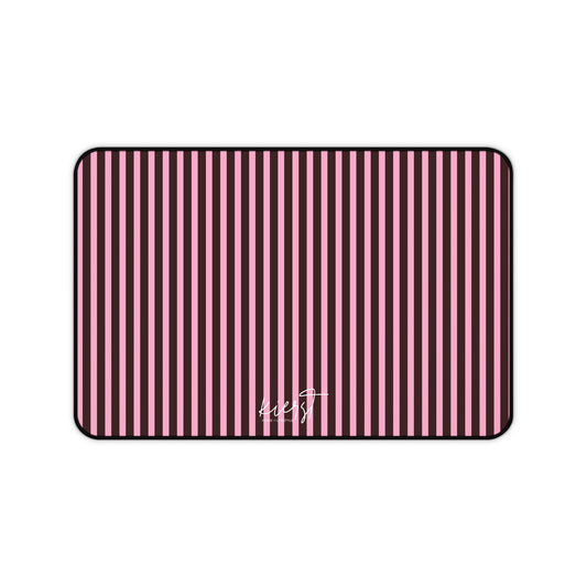 Signature Velvet Noir + Pink Stripes Desk Mat