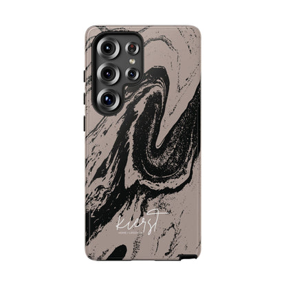 Black Marble on Taupe Samsung Galaxy Phone Case