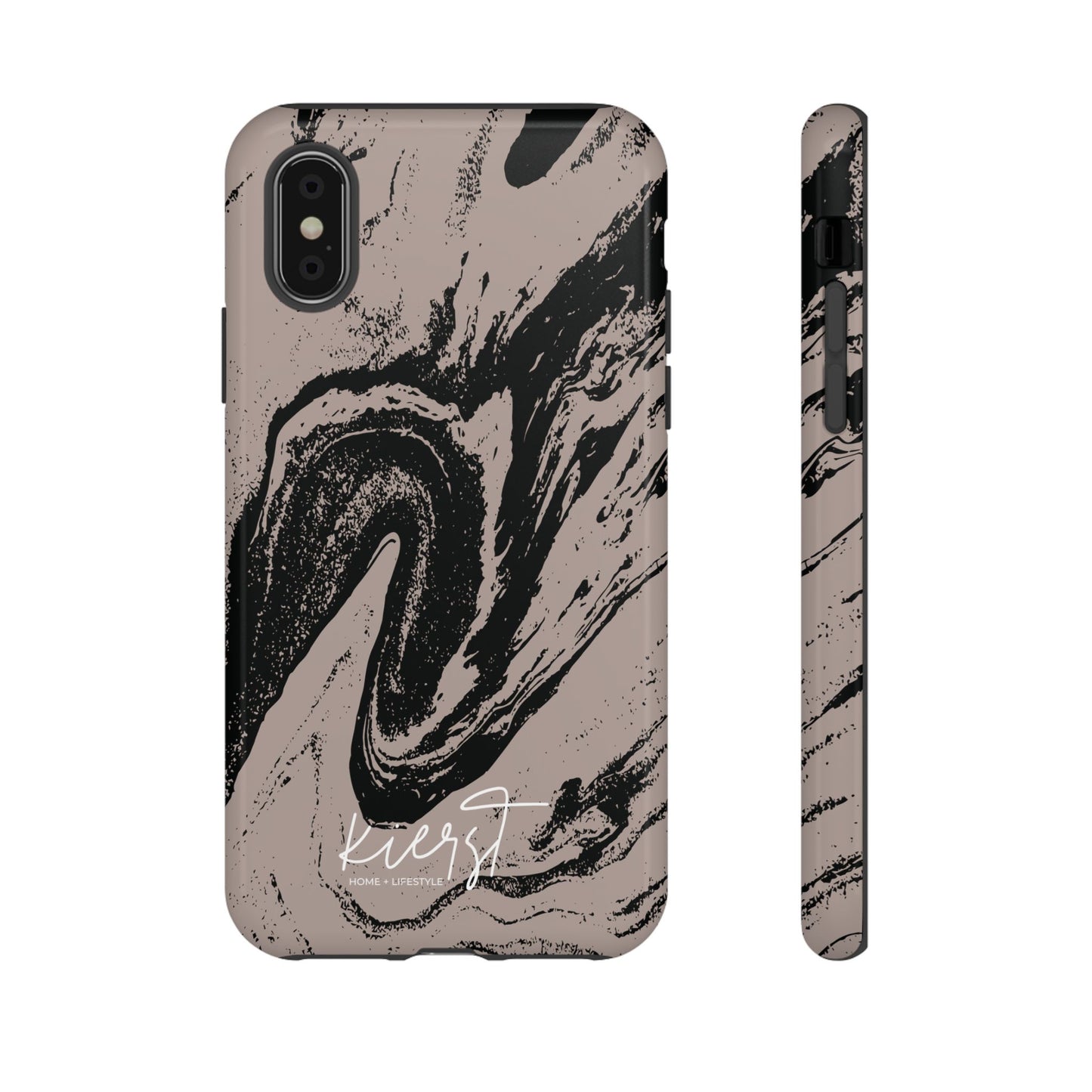 Taupe and Black Marble iPhone Case