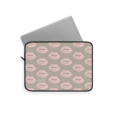 Pillow Talk-Inspired Lips on Oat Laptop Sleeve | Flirty Neutrals for Everyday Glam