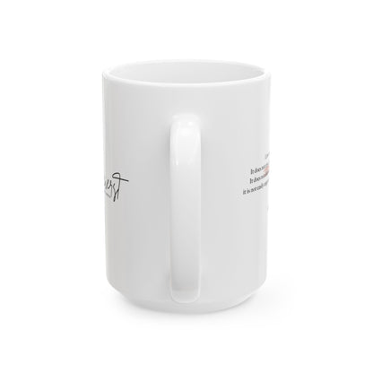 Love Is Patient Mug – Taupe Cross + Scripture