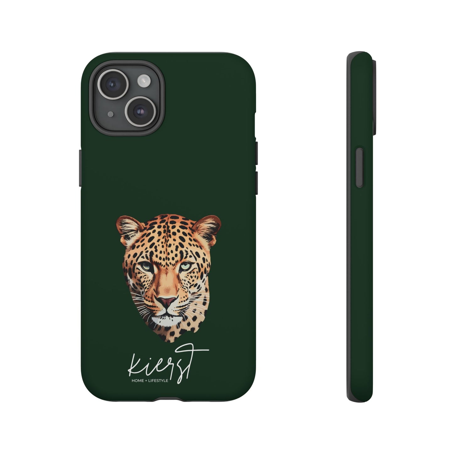 Leopard Head on Signature Midnight Pine iPhone Case | Designed to Stand Out