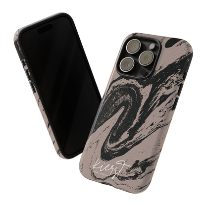 Taupe and Black Marble iPhone Case